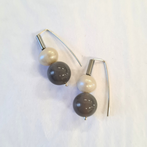 PEARL & CHALCEDONY EARRINGS