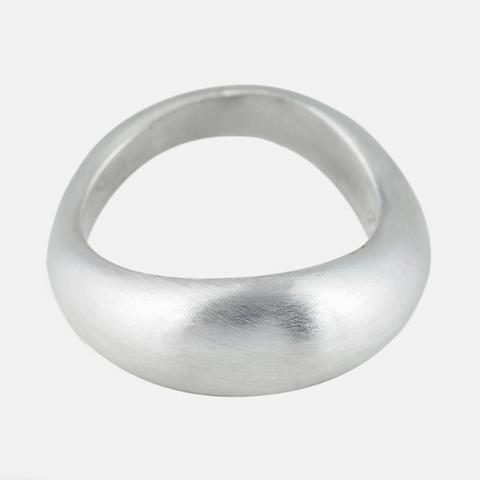 Ring wave shape stackable silver satin finish